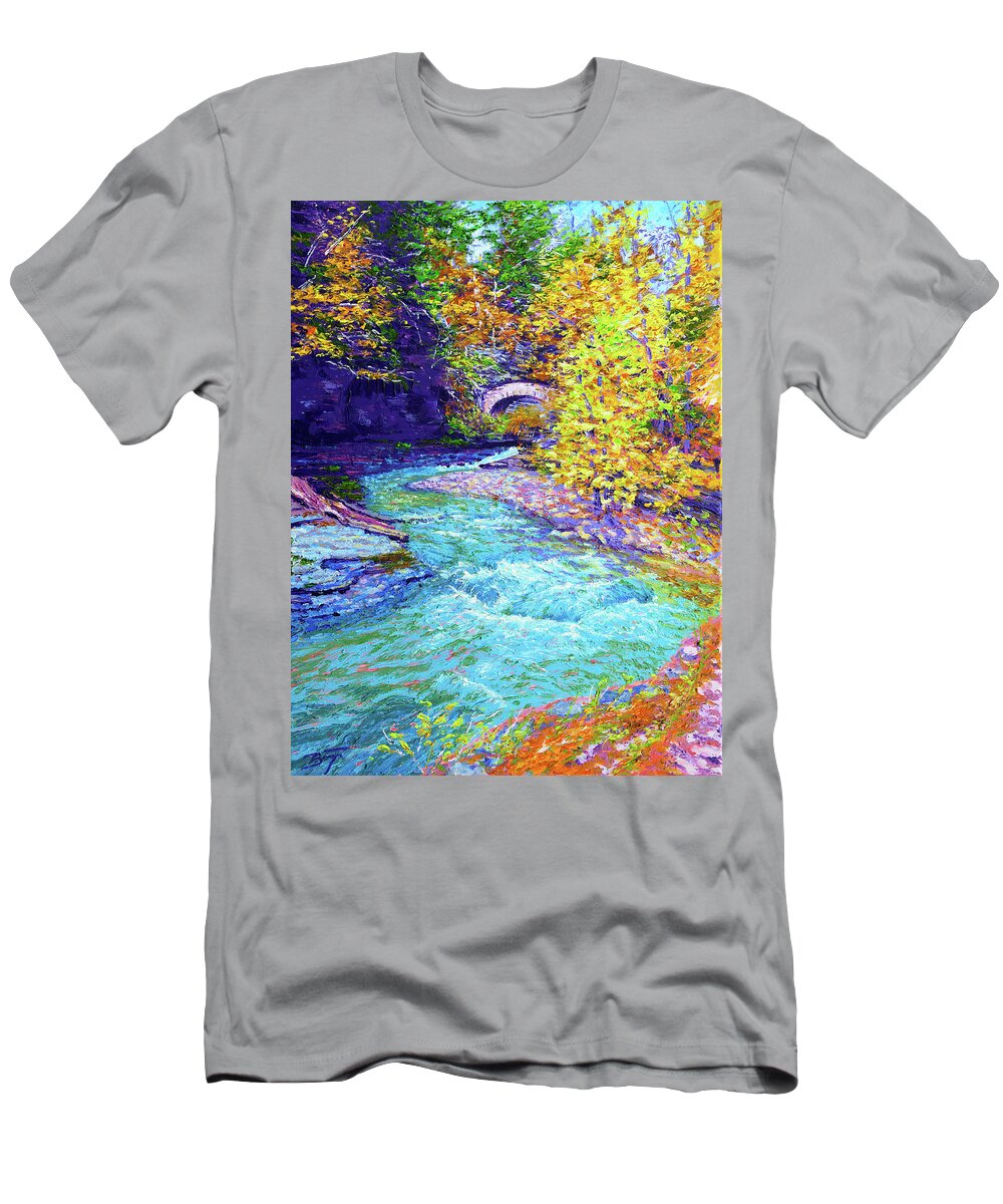 Impressionism T-Shirt featuring the painting Its Water Under the Bridge by Darien Bogart
