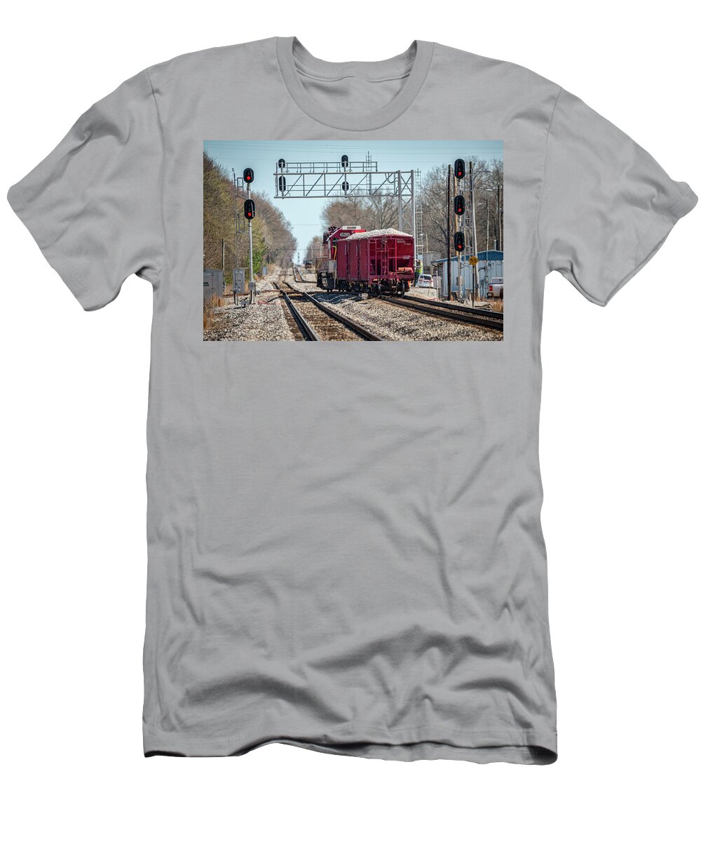 Railroad T-Shirt featuring the photograph J Corman at CSX Crossover Guthrie Ky by Jim Pearson
