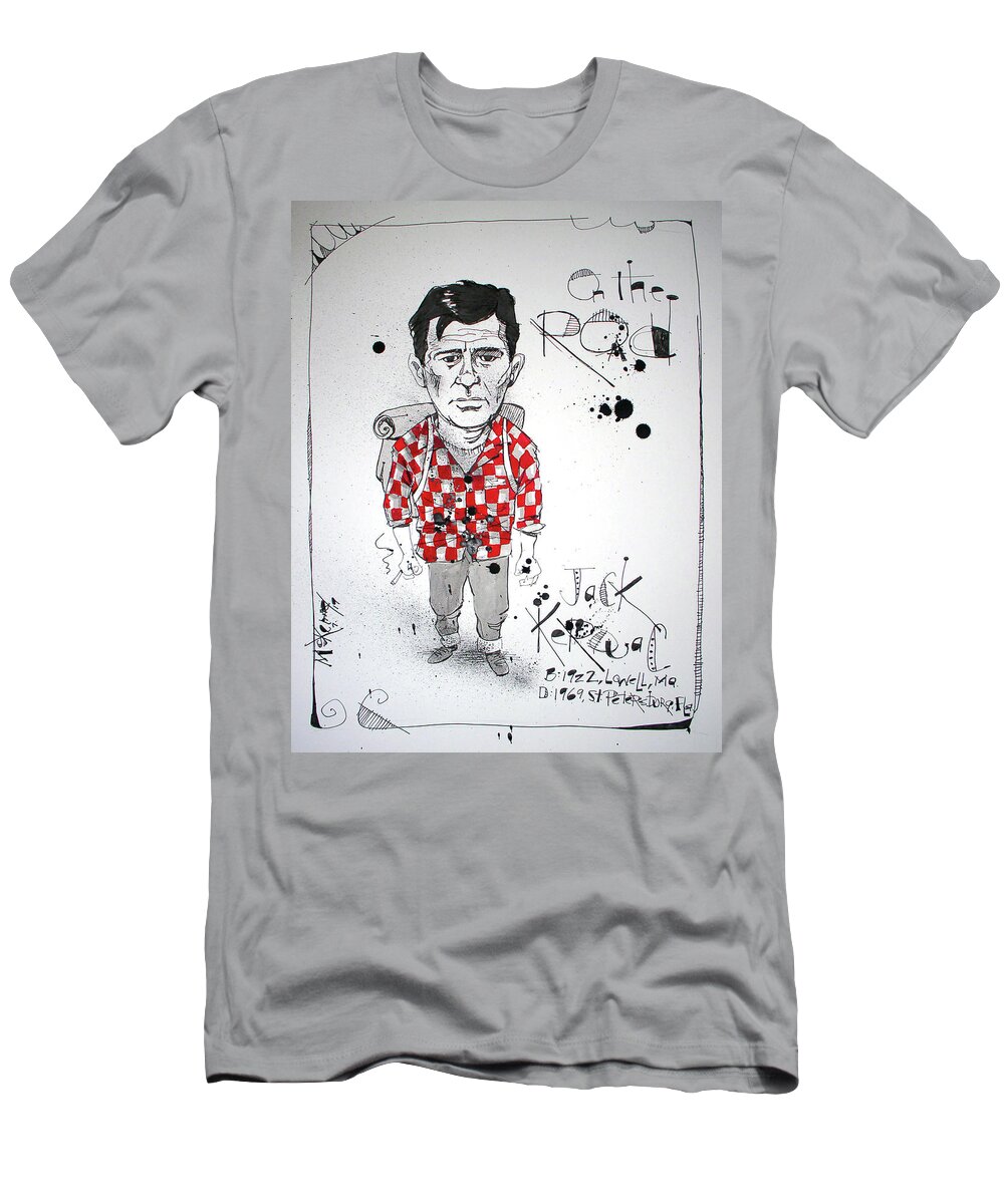  T-Shirt featuring the drawing Jack Kerouac by Phil Mckenney