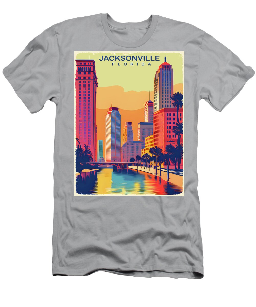 Jacksonville T-Shirt featuring the digital art Jacksonville City Waterfront by Long Shot