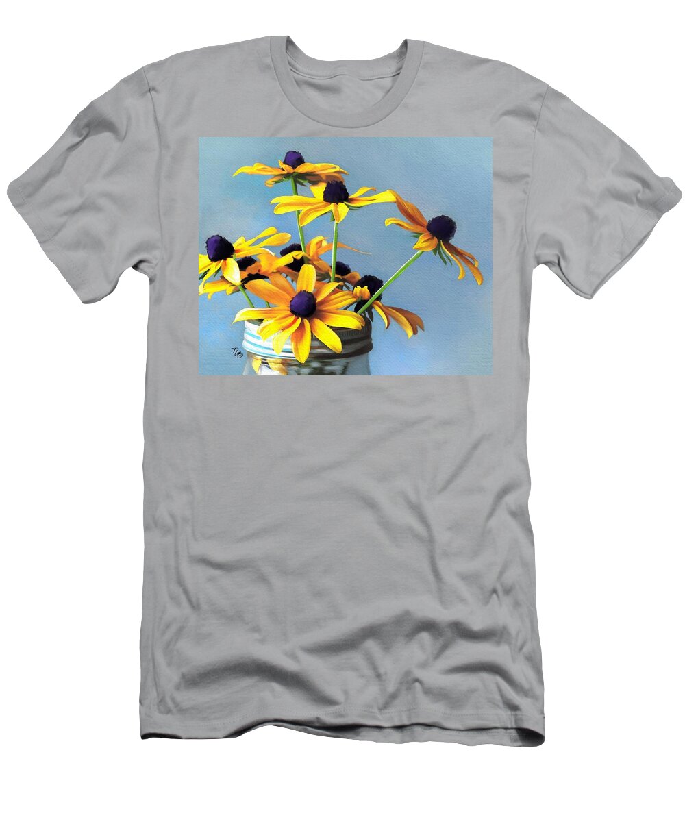 Blue T-Shirt featuring the painting Jar of Sunshine by Tammy Lee Bradley