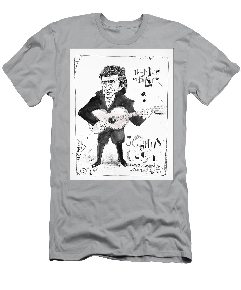  T-Shirt featuring the drawing Johnny Cash by Phil Mckenney