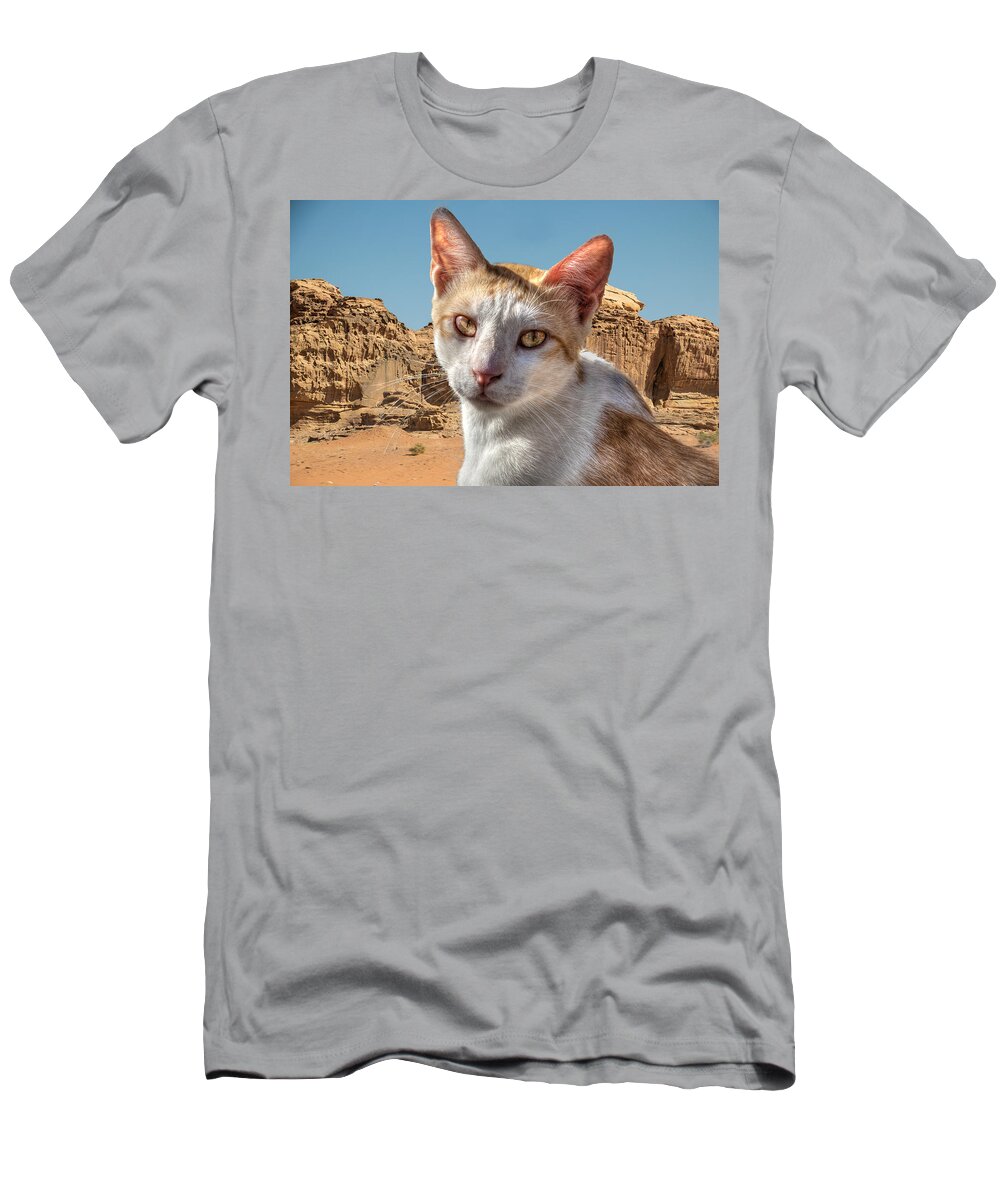 Cat T-Shirt featuring the photograph Jordanian Cat by Richard Goldman