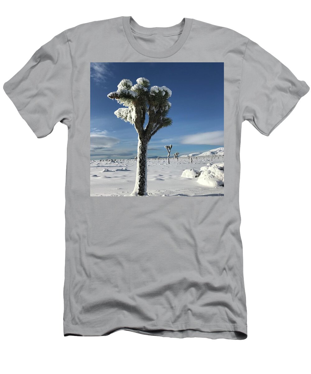 Joshua Tree T-Shirt featuring the photograph Joshua Tree in the Snow by Perry Hoffman