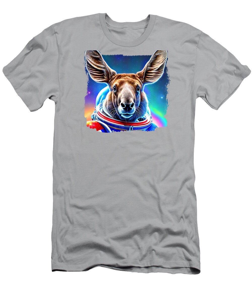 Astronaut T-Shirt featuring the digital art Kangaroo in a Space Suit by Elisabeth Lucas