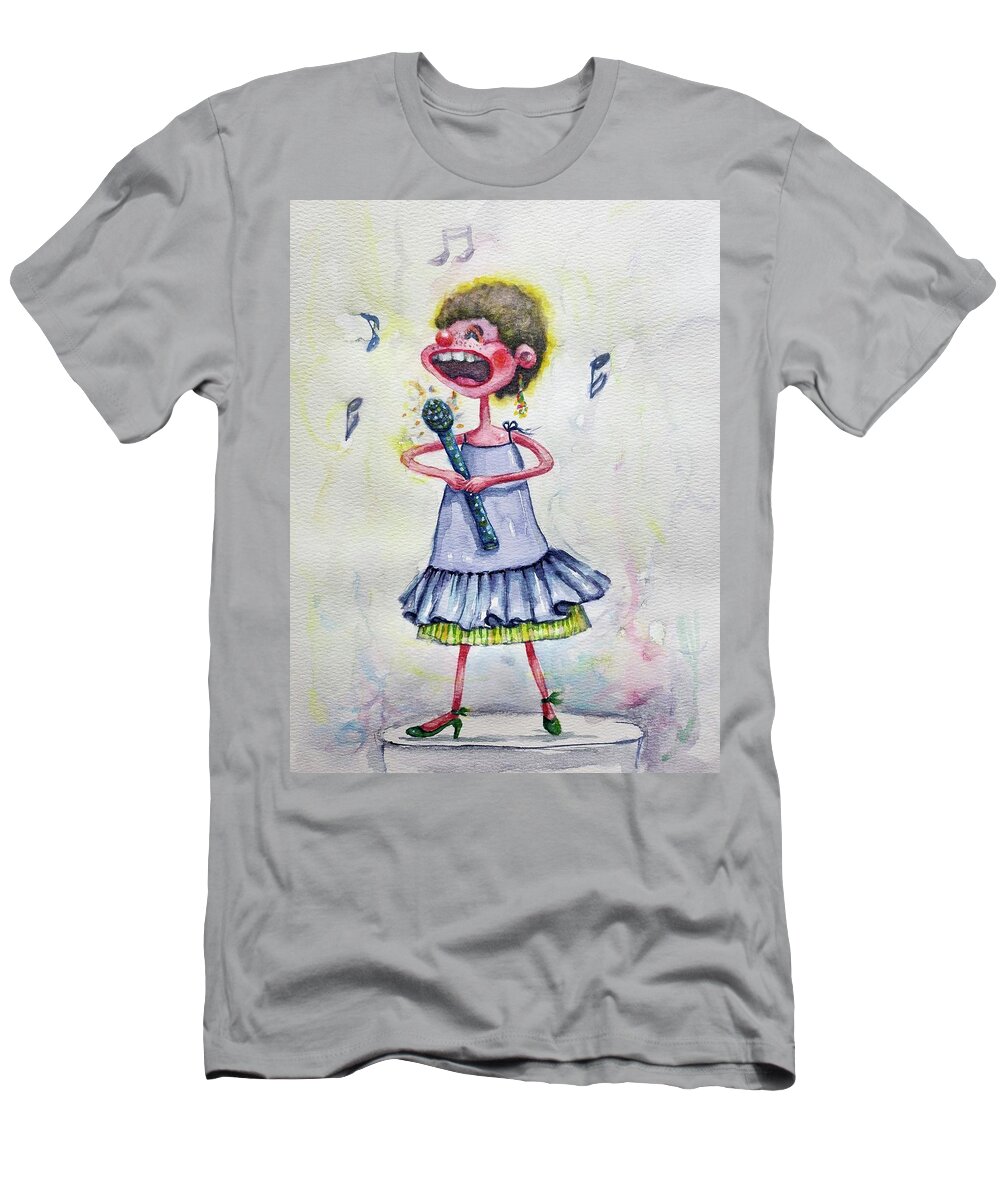  T-Shirt featuring the painting Karaoke Annie by Mikyong Rodgers