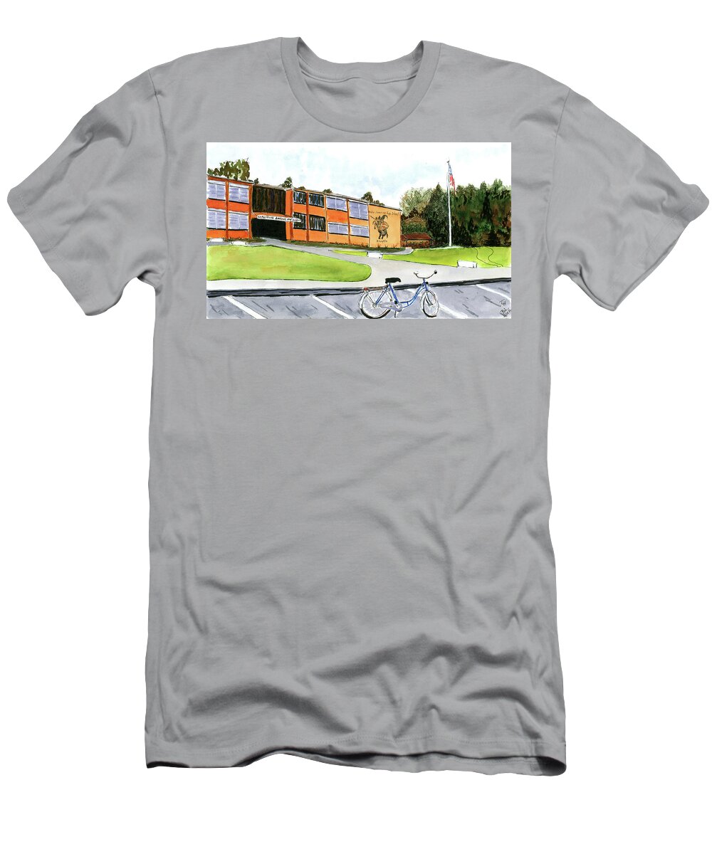 Karlsruhe T-Shirt featuring the painting Karlsruhe American High School by Tracy Hutchinson