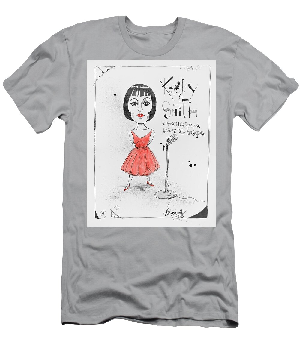  T-Shirt featuring the drawing Keely Smith by Phil Mckenney