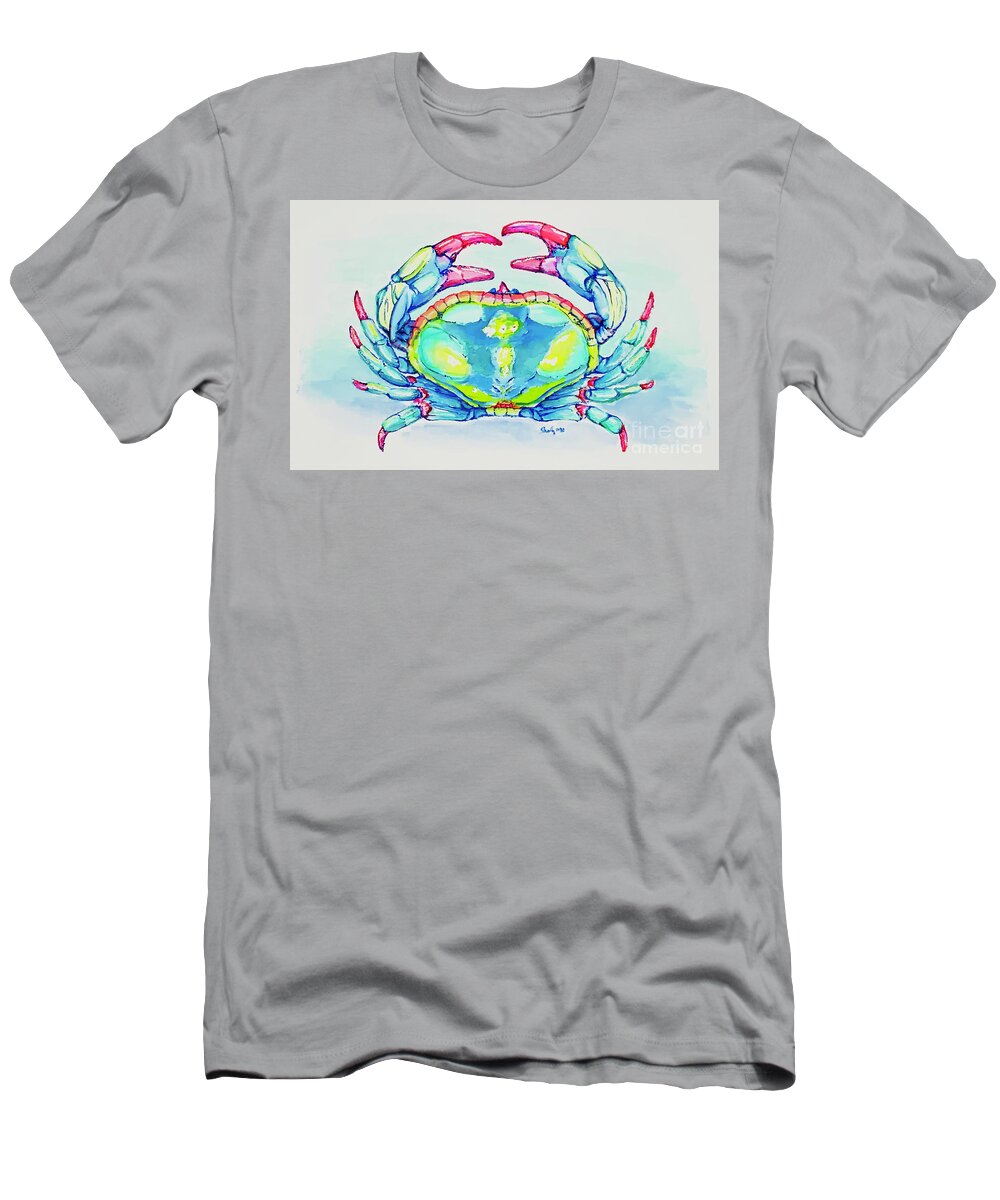 Crab T-Shirt featuring the painting Key West Crab 2021 by Shelly Tschupp