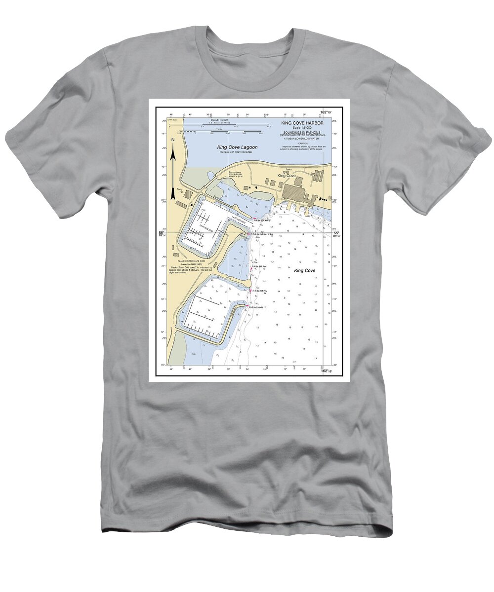 King Cove Harbor Alaska T-Shirt featuring the digital art King Cove Harbor Alaska, Chart 16549_2 by Nautical Chartworks