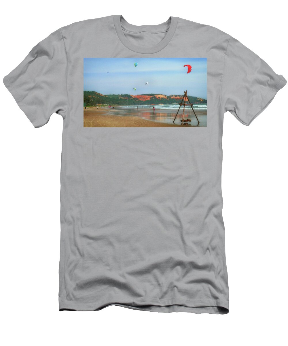 Kitesurfing T-Shirt featuring the photograph Kitesurfing by Robert Bociaga