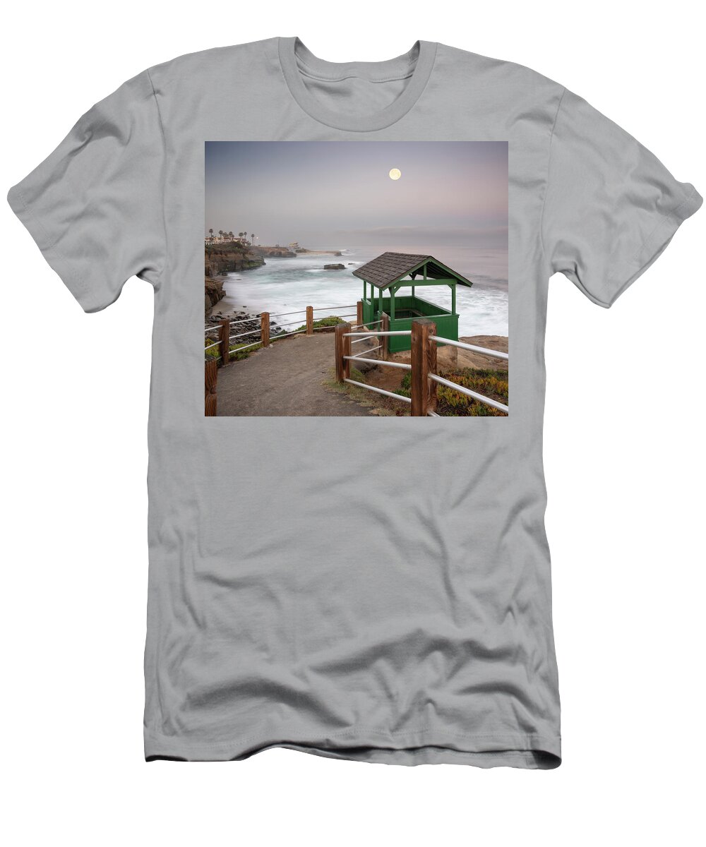 San Diego T-Shirt featuring the photograph La Jolla Cove Hut and Full Moon by William Dunigan