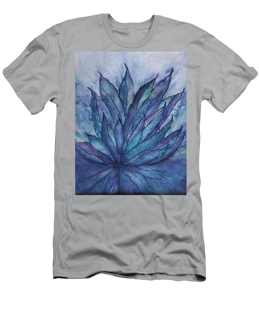 Watercolor T-Shirt featuring the mixed media La Terre Bleu by Terry Ann Morris