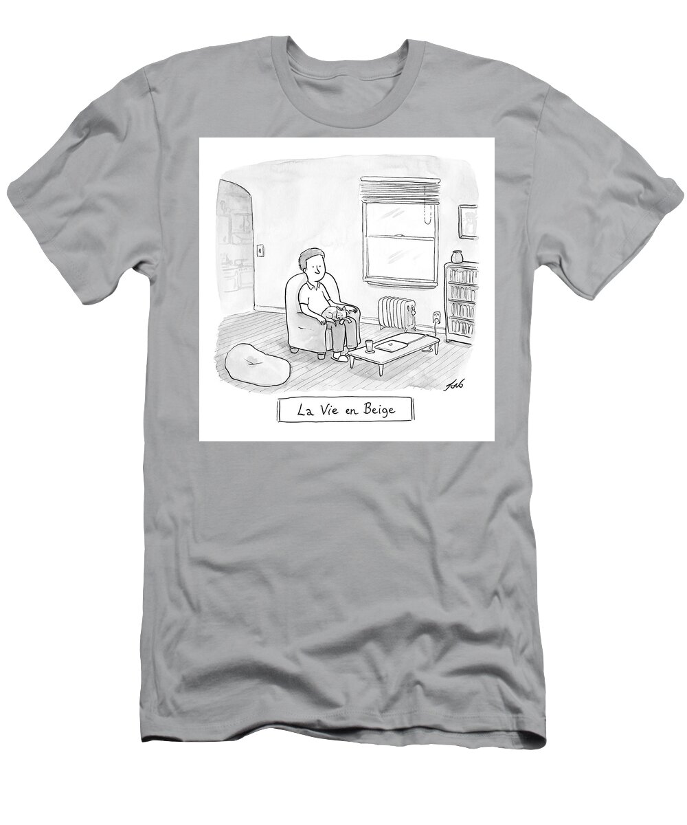  La Vie En Beige T-Shirt featuring the drawing La Vie en Beige by Tom Toro