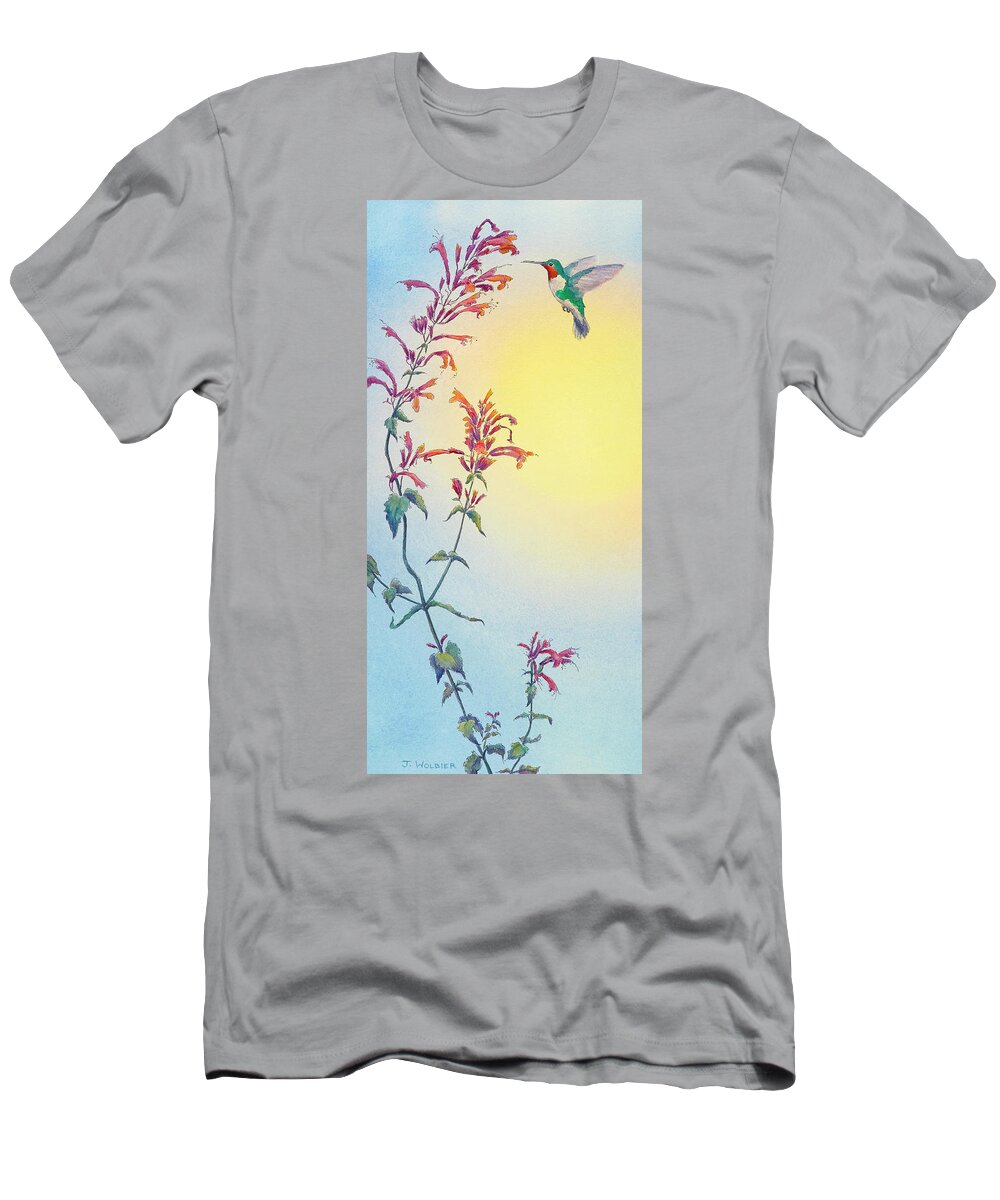 Artist T-Shirt featuring the mixed media Late Blooms by Joan Wolbier