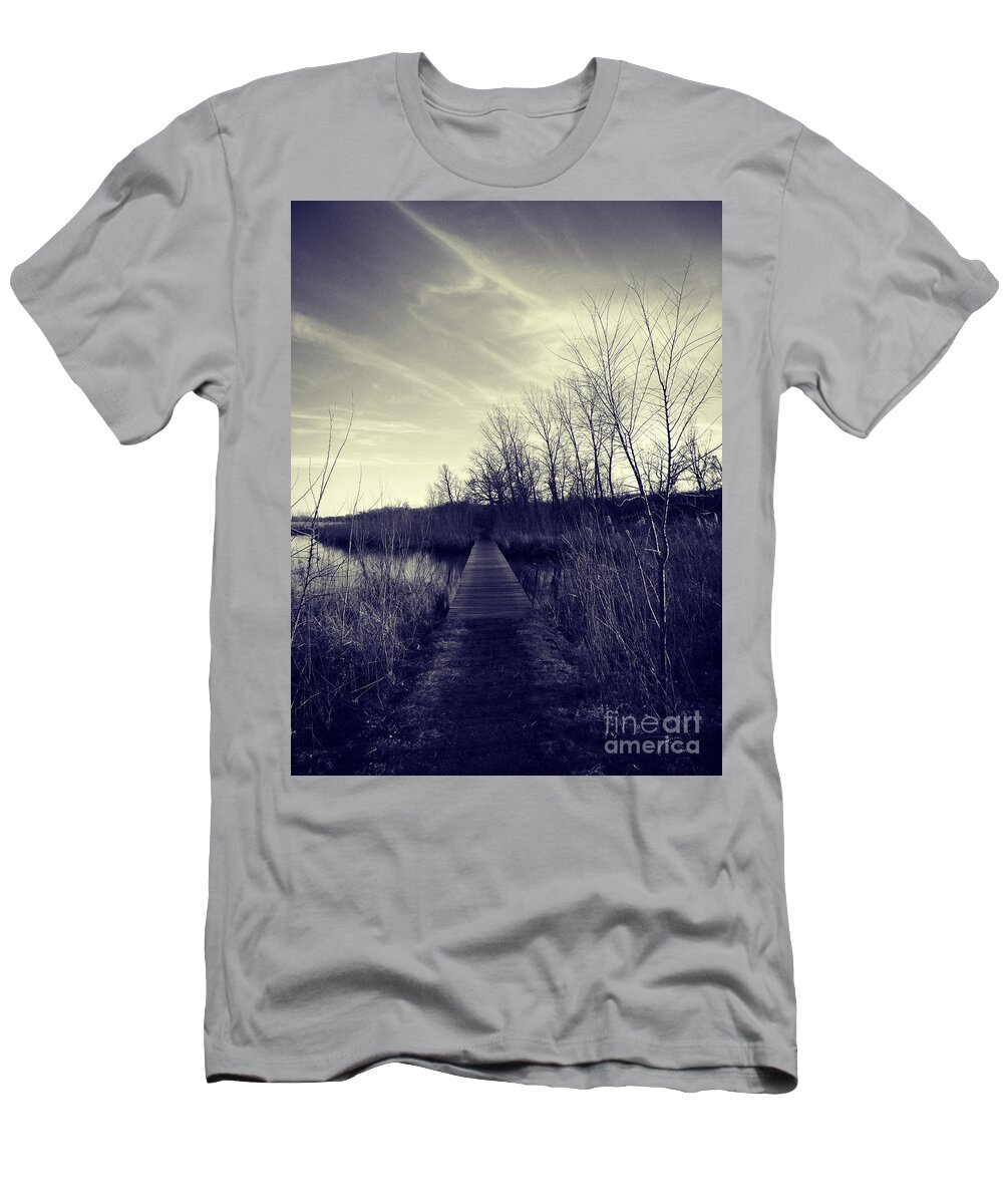 Nature T-Shirt featuring the photograph Late Fall Wooded Trail - Toned by Frank J Casella