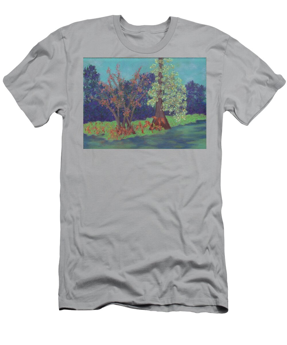 Corkscrew Audubon Sanctuary T-Shirt featuring the pastel Lettuce Lake in the Sun by Anne Katzeff