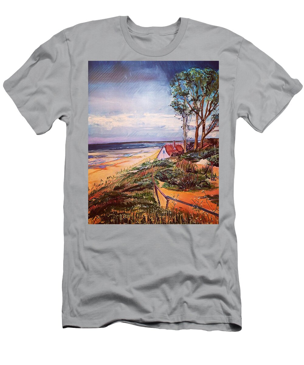 Landscape T-Shirt featuring the painting Life Is a Beach by Try Cheatham