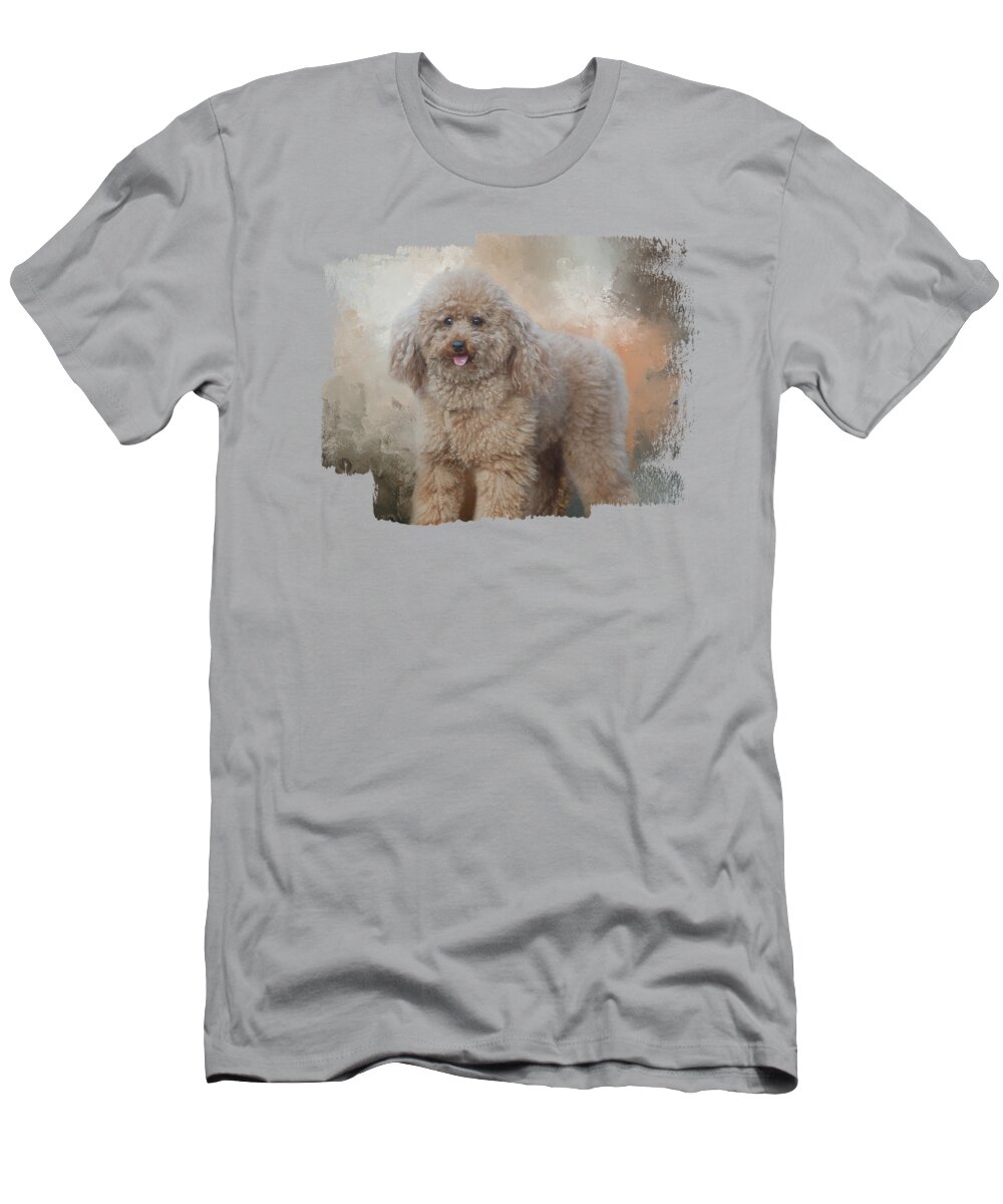 Poodle T-Shirt featuring the mixed media Light Brown Poodle Two by Elisabeth Lucas