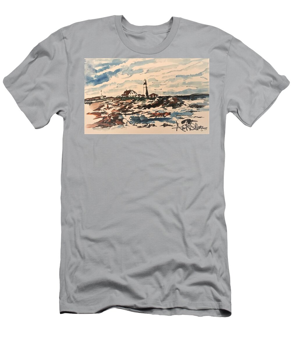  T-Shirt featuring the painting Lighthouse by Angie ONeal