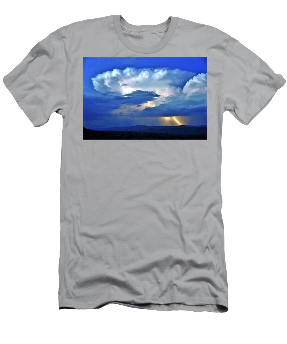 Lightning T-Shirt featuring the photograph Lightning Strikes the Mountain by Kim Bemis