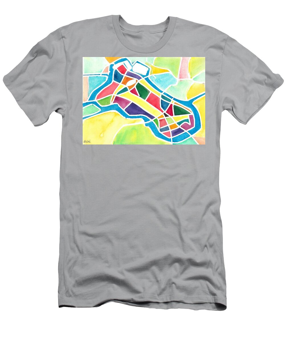 Lille T-Shirt featuring the painting Lille, France Antique Map 1613 by Diane Chinn