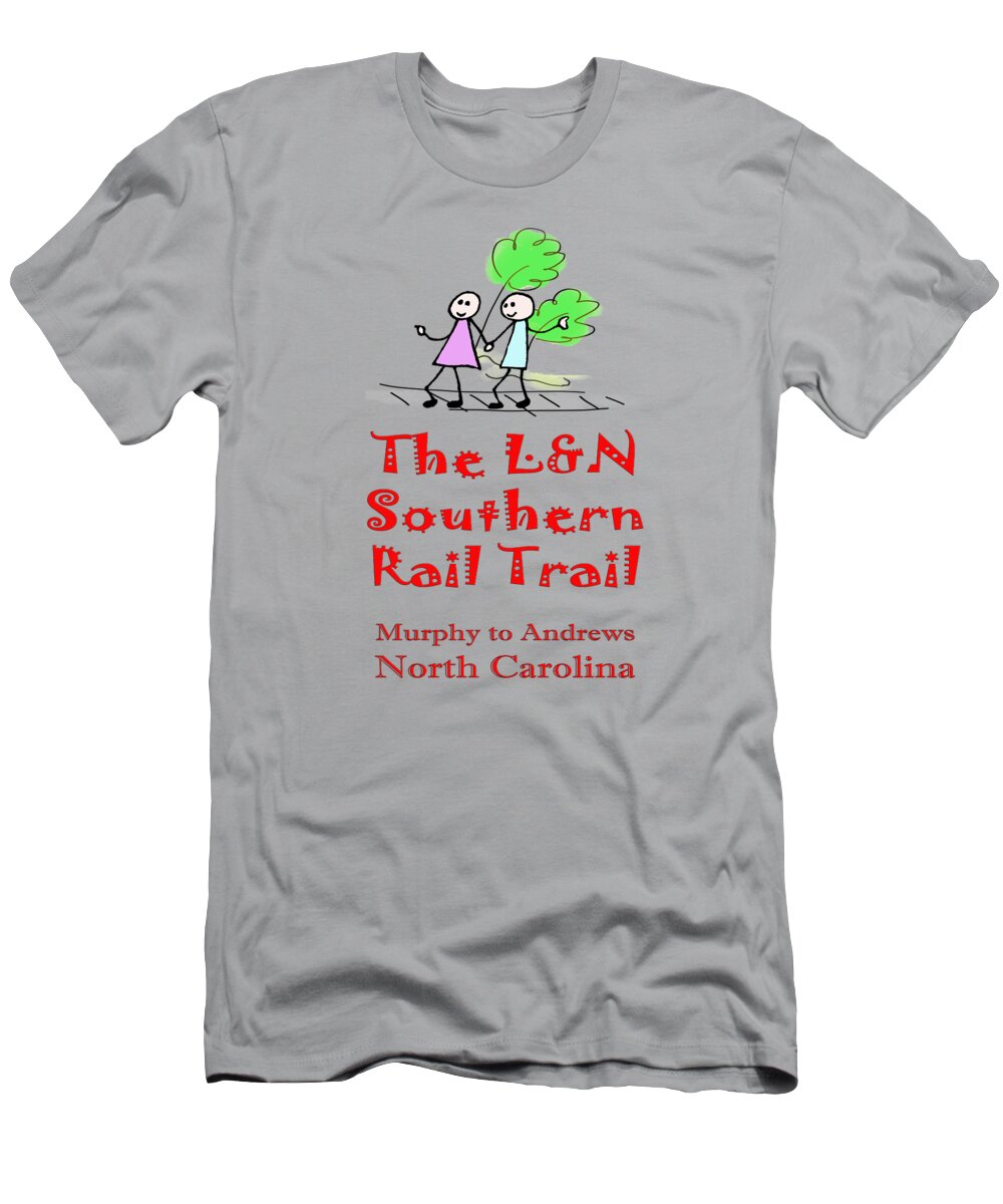 L&n T-Shirt featuring the photograph LN Southern Rail Trail Stick Figures by Debra and Dave Vanderlaan