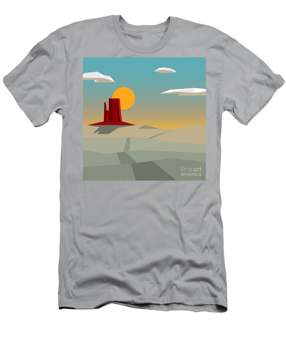Desert T-Shirt featuring the mixed media Lone Butte by Milton Thompson