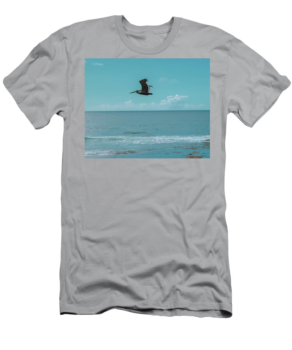 Lone Pelican T-Shirt featuring the photograph Lone Pelican by Christina McGoran
