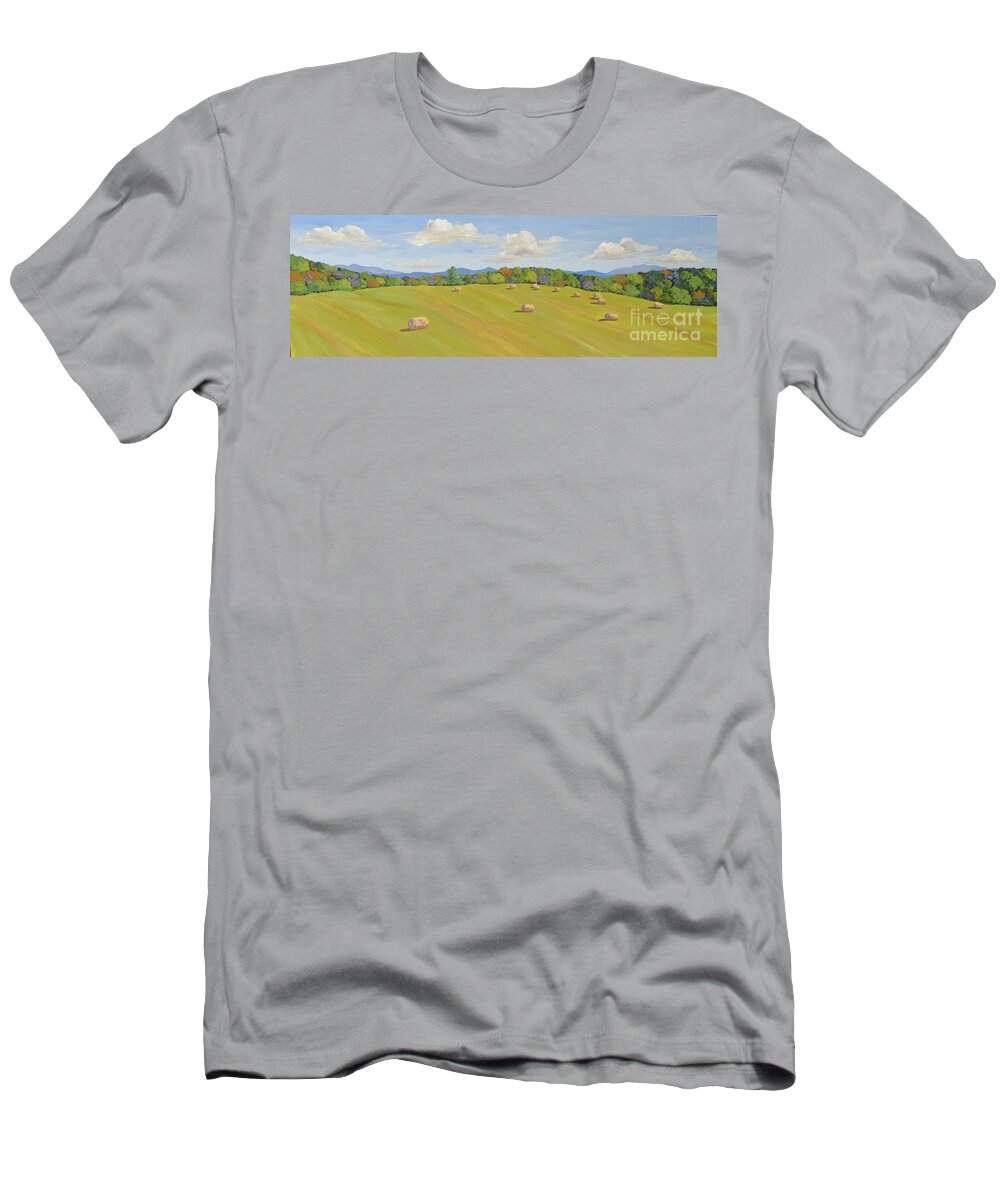 Haystack T-Shirt featuring the painting Longview Haystacks by Anne Marie Brown