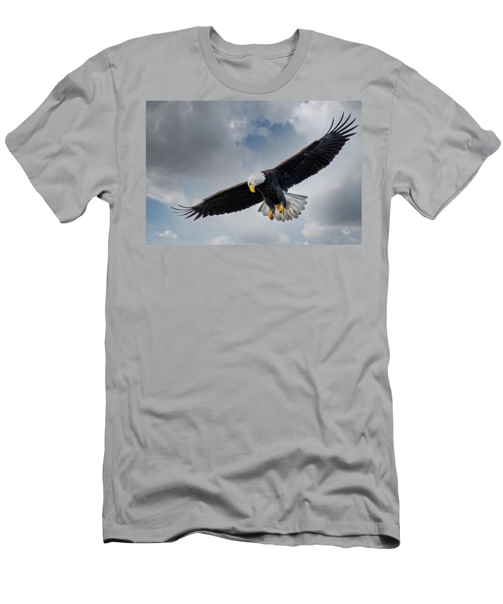 Eagle T-Shirt featuring the photograph Looking Down by Jerry Cahill