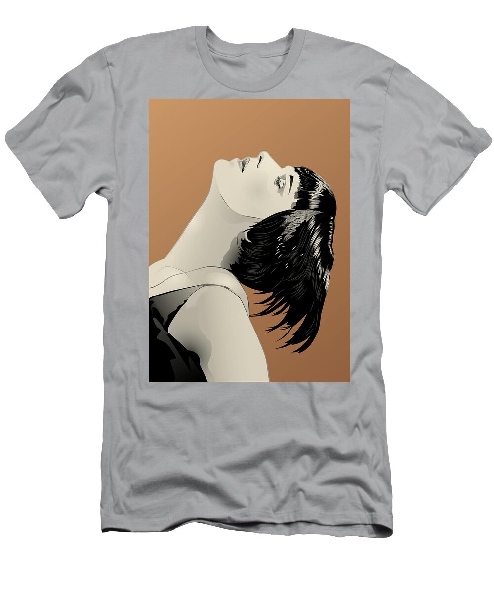Louise Brooks Official T-Shirt featuring the digital art Louise Brooks in Berlin - Aureate Radiance by Louise Brooks