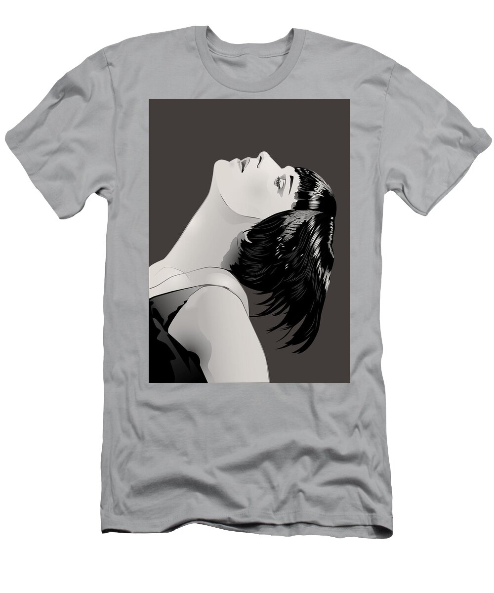 Louise Brooks Official T-Shirt featuring the digital art Louise Brooks in Berlin - Mahogany Slate by Louise Brooks