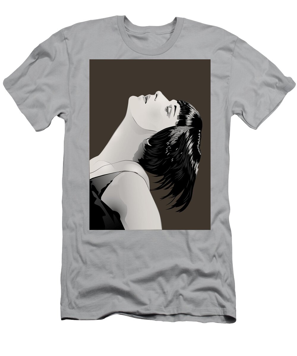 Louise Brooks Official T-Shirt featuring the digital art Louise Brooks in Berlin - Umber Taupe by Louise Brooks