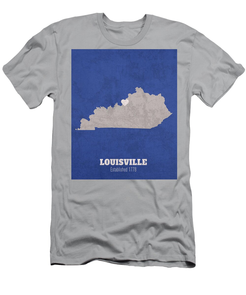 Louisville Kentucky City Map Founded 1778 University of Kentucky Color  Palette T-Shirt by Design Turnpike - Fine Art America