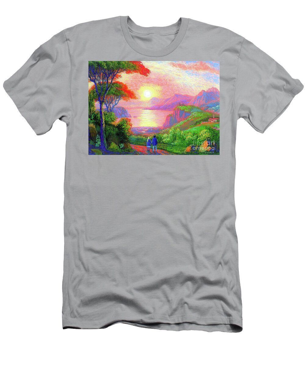 Tree T-Shirt featuring the painting Love is Sharing the Journey by Jane Small