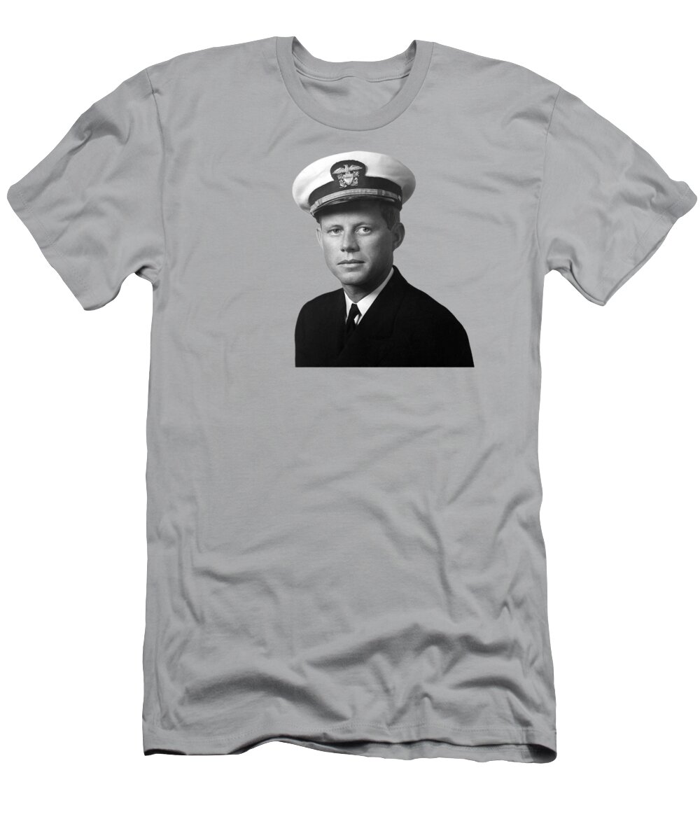 Jfk T-Shirt featuring the photograph Lt. John F. Kennedy Naval Portrait - WW2 1942 by War Is Hell Store