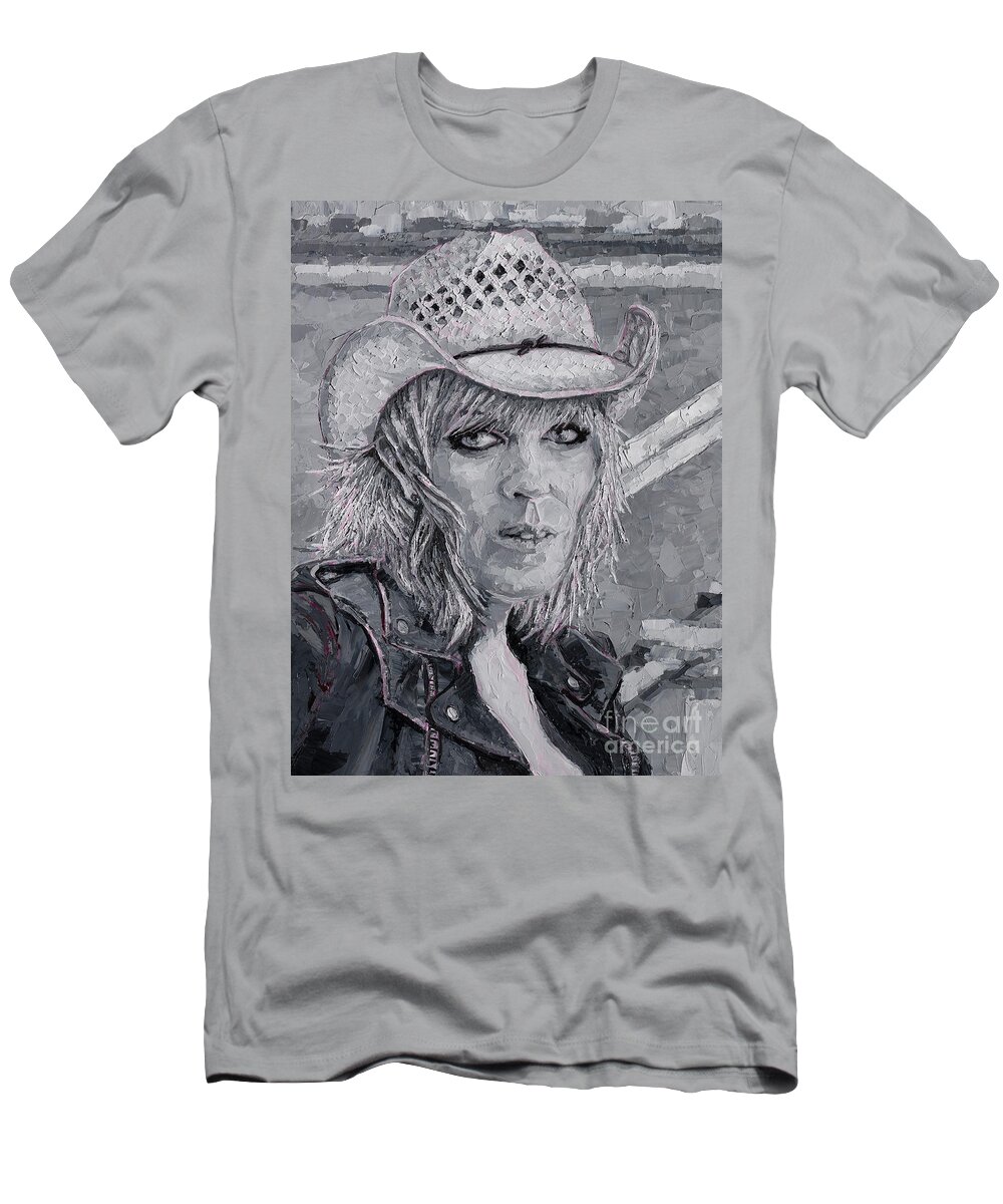 Lucinda T-Shirt featuring the painting Lucinda Williams, 2020 by PJ Kirk