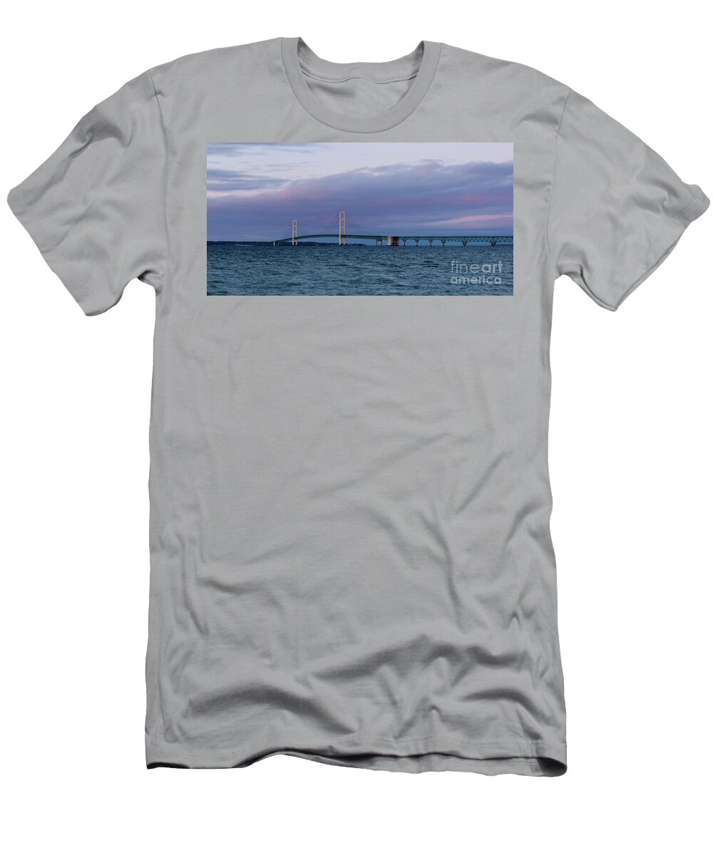 Mighty Mac T-Shirt featuring the photograph Mackinac Bridge Panoramic by Rich S
