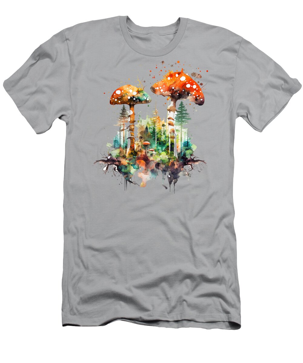Psychedelic T-Shirt featuring the digital art Magic Mushrooms by Heather Applegate