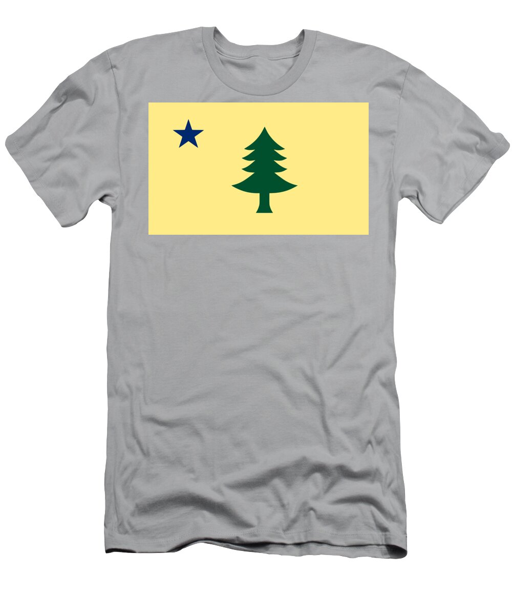 Maine T-Shirt featuring the drawing Maine State Flag 1901 by Restored Vintage Shop