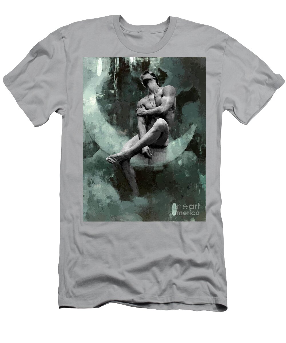 Male Nude On the Studio 54 Moon T-Shirt by Martin M - Pixels
