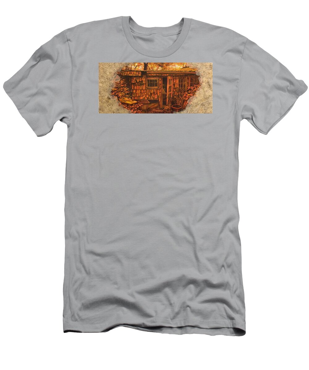 Ink T-Shirt featuring the mixed media Marc's Shack 2 by Matthew Lazure