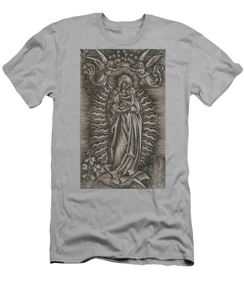 Statue T-Shirt featuring the painting Mary Before Pieta Mexican Religeous Mexico Mary by Tony Rubino