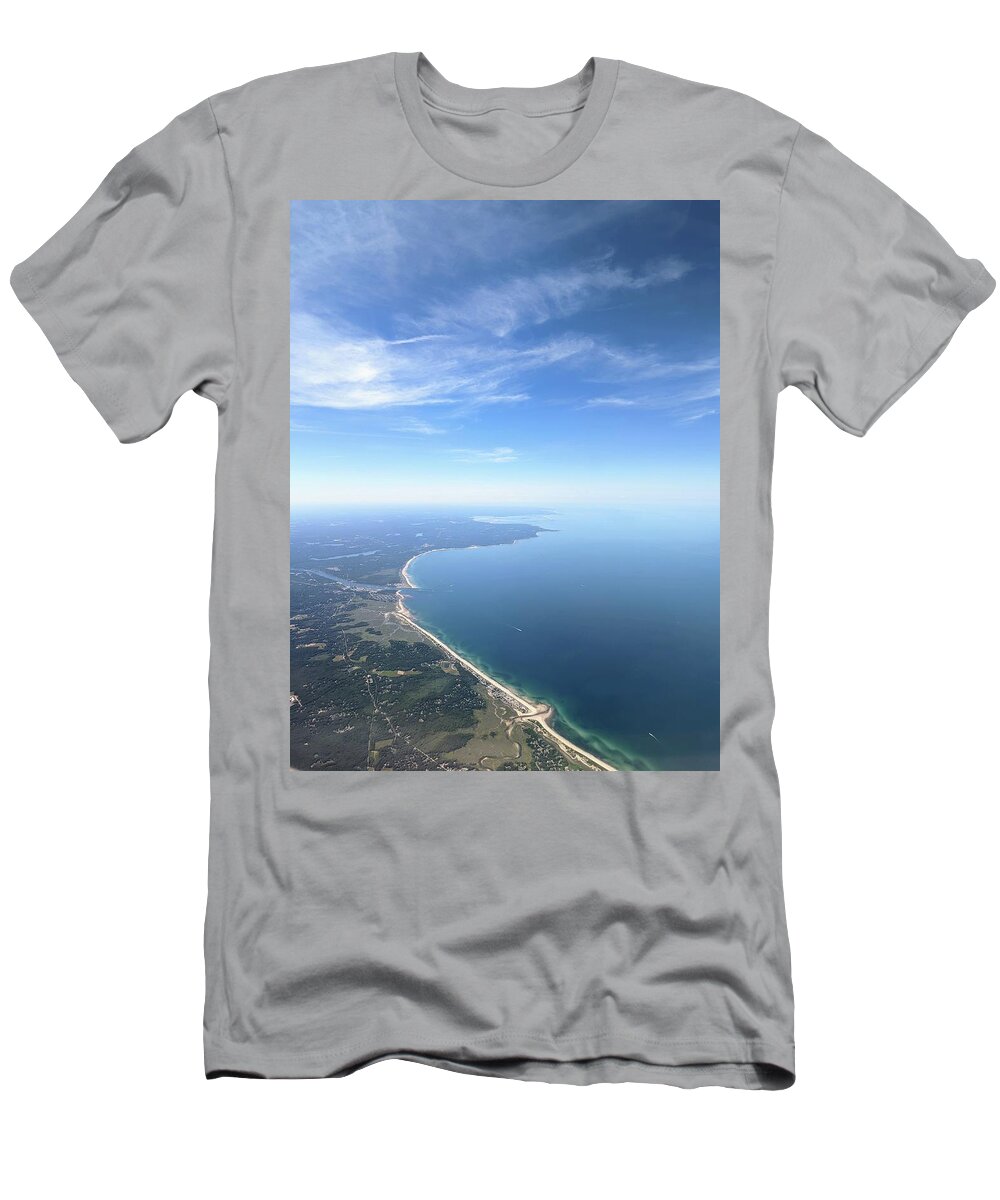 Aerial Photography T-Shirt featuring the photograph Mass Coast Skies by Annalisa Rivera-Franz