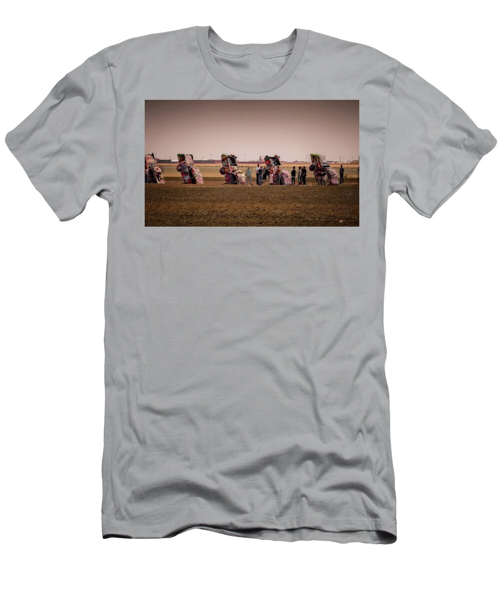 Cadillac Ranch T-Shirt featuring the photograph Meet me at the Cadillac Ranch by DArcy Evans