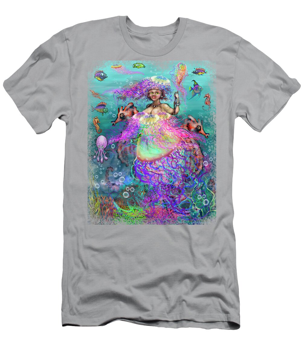 Mermaid T-Shirt featuring the digital art Mermaid Jellyfish Dress by Kevin Middleton