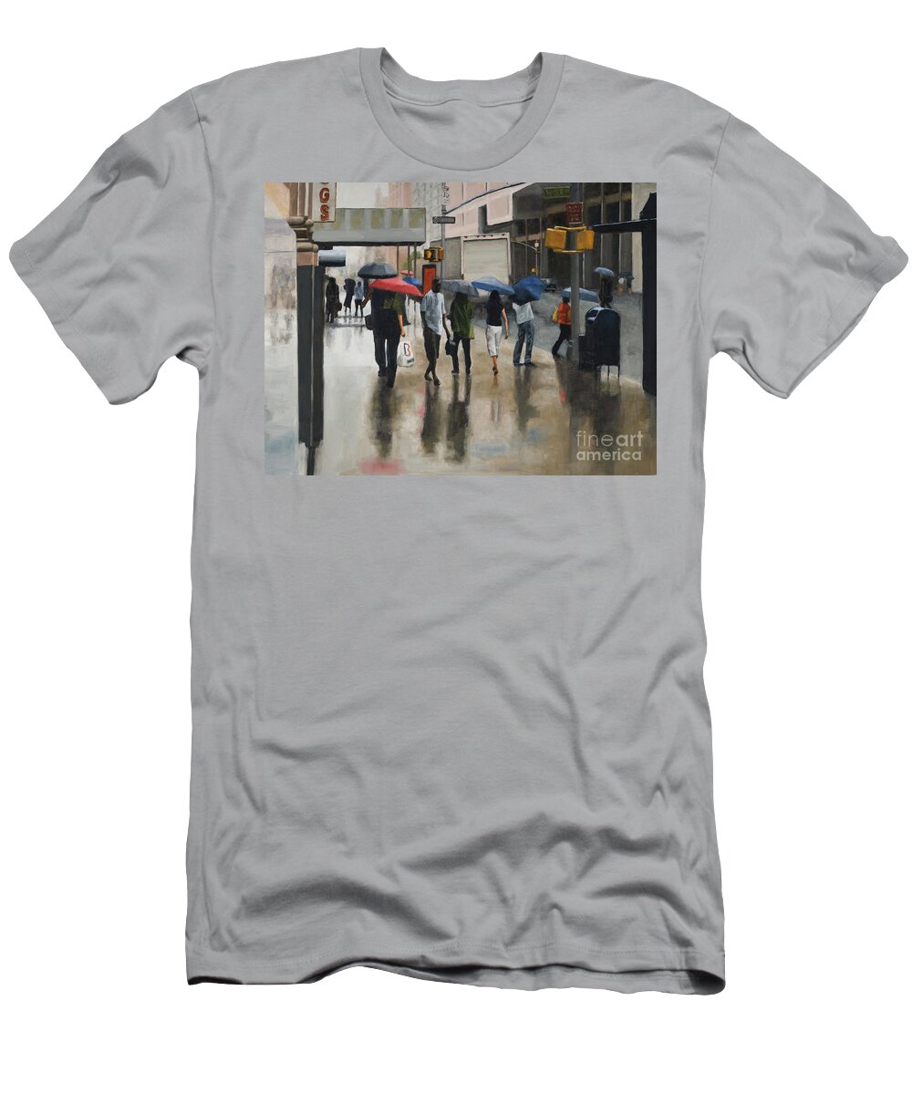 Rain T-Shirt featuring the painting Midtown USA by Tate Hamilton