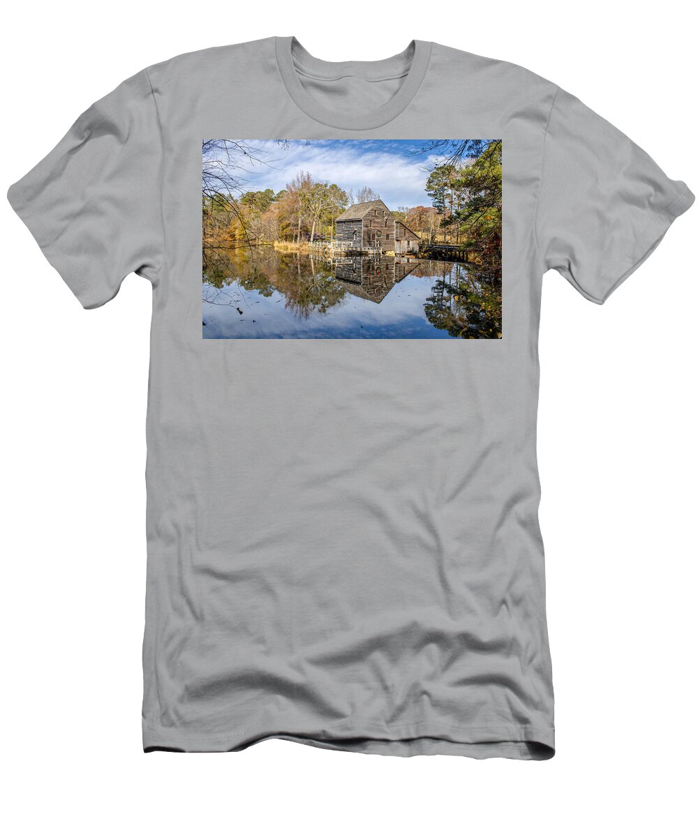 Reflection T-Shirt featuring the photograph Mill holiday reflection by Rick Nelson