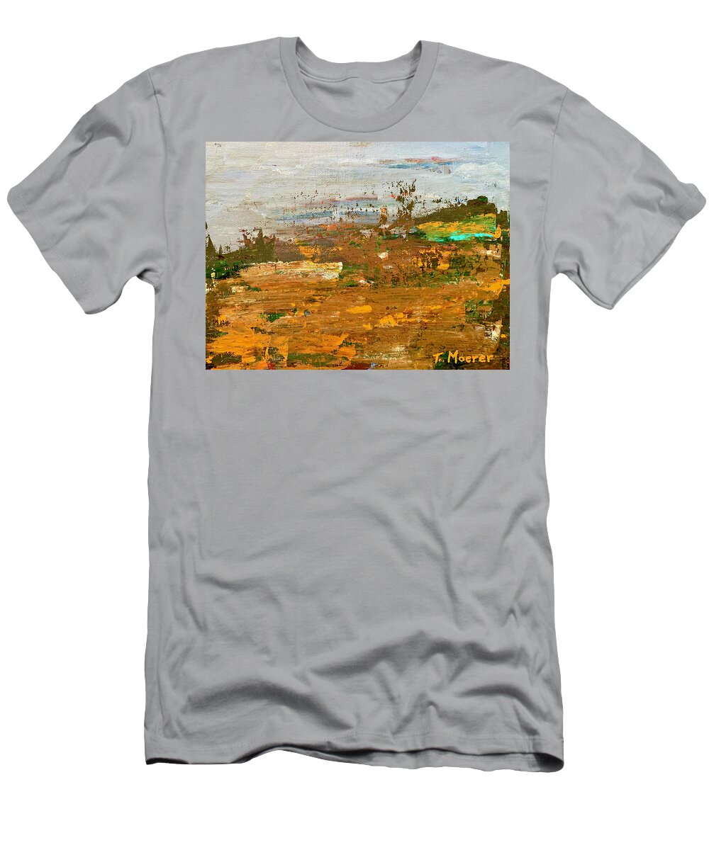 Landscape T-Shirt featuring the painting Misty Meadow by Teresa Moerer